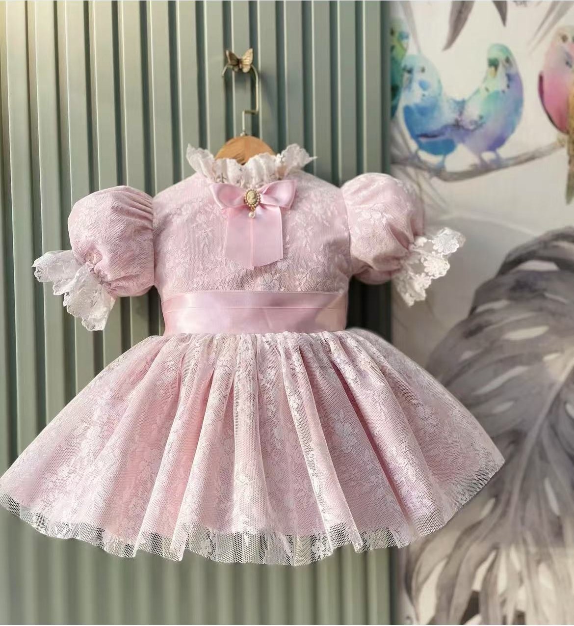 Photography Vintage Style - 0-12Y Baby Girl Summer Pink Mesh