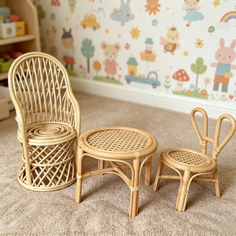 Photography Cheat Sheet - 1pc Rattan Wood Handmade Woven Desks