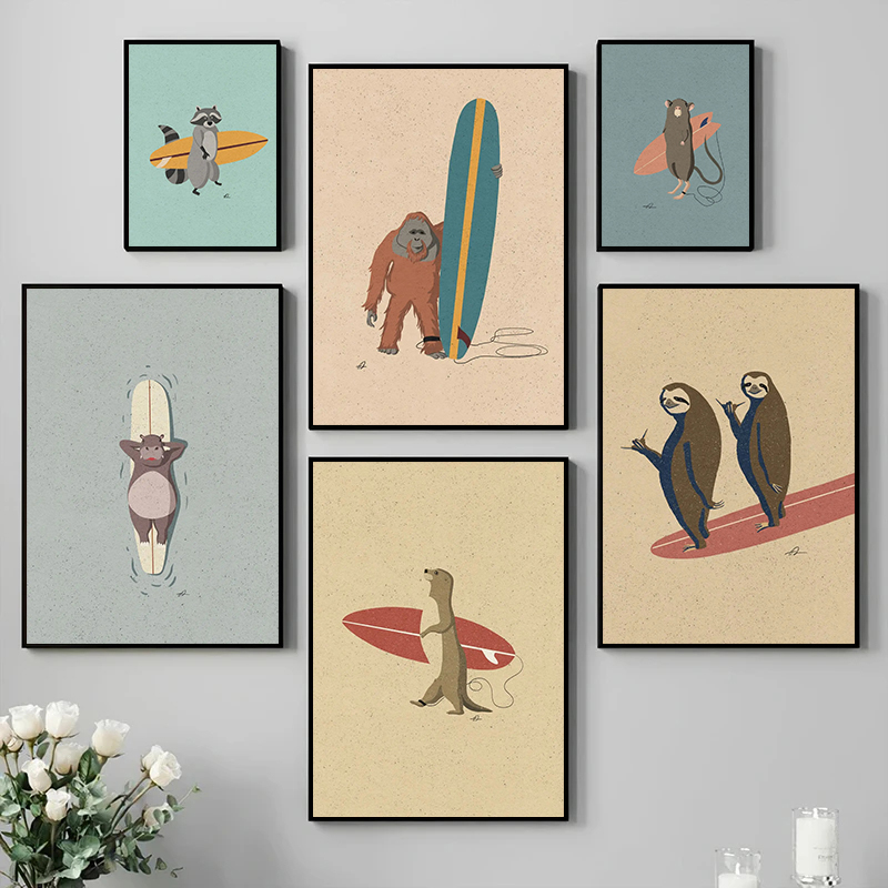 Vintage Cartoon Surfing Animal - Photography Duck review and price
