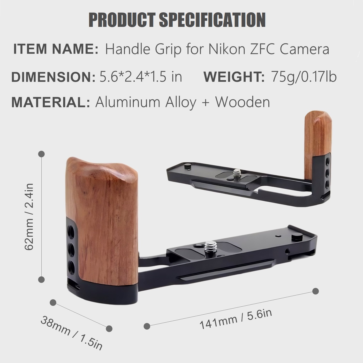 Handgrip, Wooden L-Shape Grip  - Camera Cold Shoe review and price