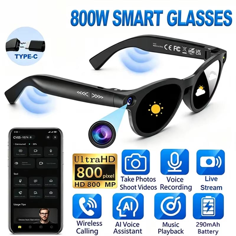 New 800W Pixel AI Smart Glasse - Photography Videos Free review and price