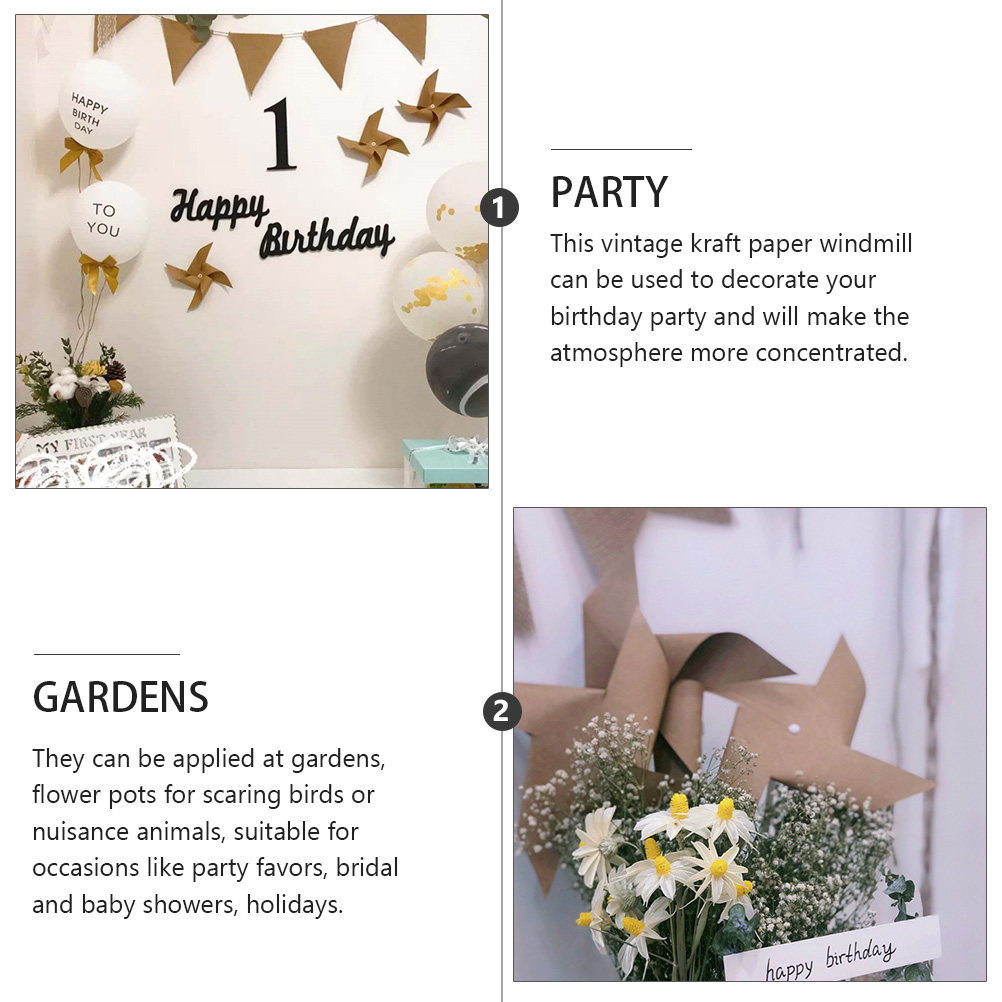 3Pcs Vintage Kraft Paper Windm - Photography Vintage Style review and price