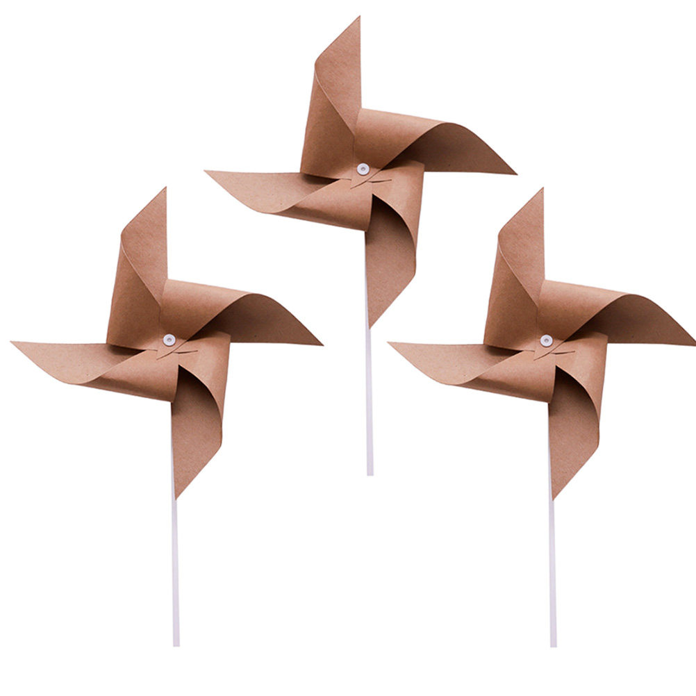 3Pcs Vintage Kraft Paper Windm - Photography Vintage Style review and price